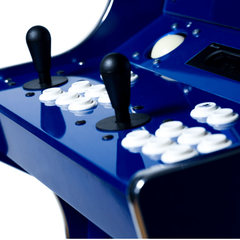 Bespoke Arcades Apex Custom Arcade Machine Blue Quad polished Joy stick Side View