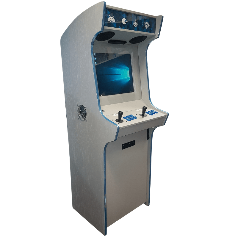 Bespoke Arcades Apex Custom Arcade Machine Oak Chalk grey Side View