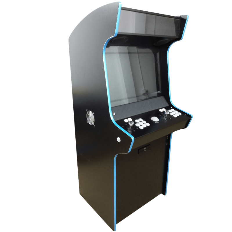 Bespoke Arcades EVO MEDIA Custom Arcade Machine Black with blue edge Full View