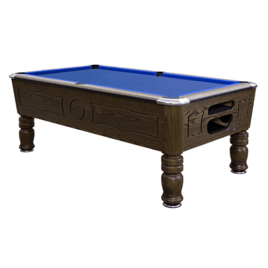 SAM Leisure Balmoral pool table brown and blue side view