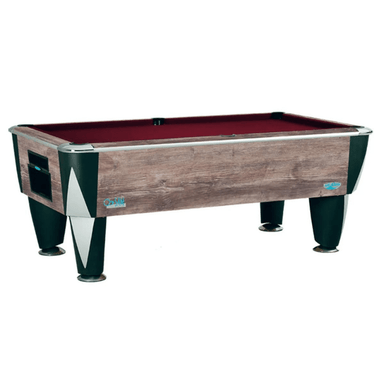 Sam Leisure Atlantic Champion Pool Table Oak and burgundy side view